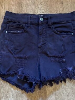 Sneak Peek Dark Navy Distressed Frayed Hem Jean Shorts